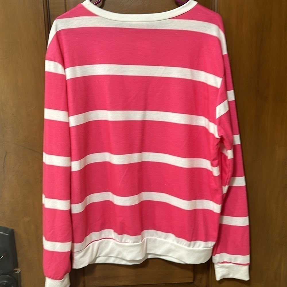 Pink Lily sz Small oversized stripped pink top - Picture 4 of 4